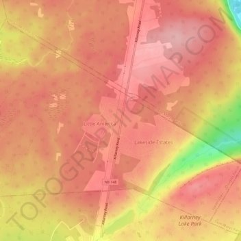 Mapa topográfico Killarney Road, altitude, relevo
