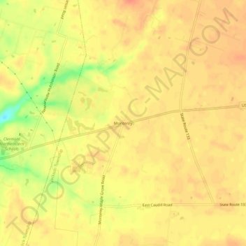 Mapa topográfico Monterey, altitude, relevo