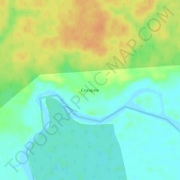 Mapa topográfico Carrapato, altitude, relevo