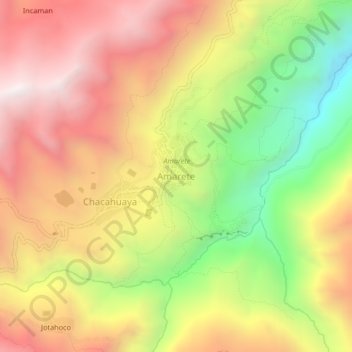 Mapa topográfico Amarete, altitude, relevo