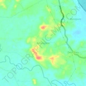 Mapa topográfico Batu Lappa, altitude, relevo