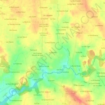 Mapa topográfico La Touche, altitude, relevo