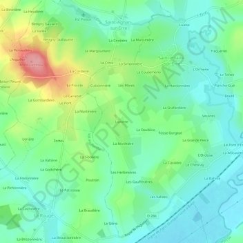 Mapa topográfico Lionière, altitude, relevo