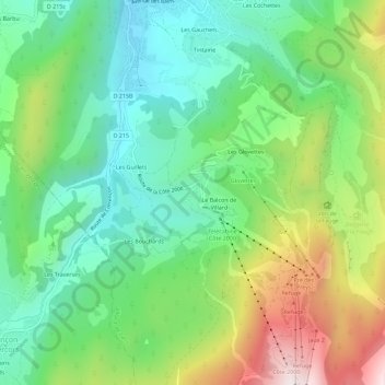 Mapa topográfico Les Pouteils, altitude, relevo