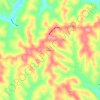 Mapa topográfico Jacobsburg, altitude, relevo