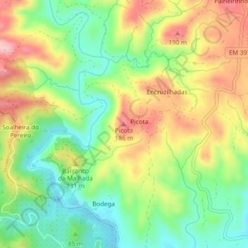 Mapa topográfico Picota, altitude, relevo