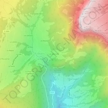 Mapa topográfico Les Mermets, altitude, relevo