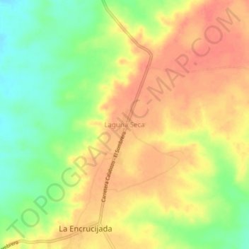 Mapa topográfico Laguna Seca, altitude, relevo