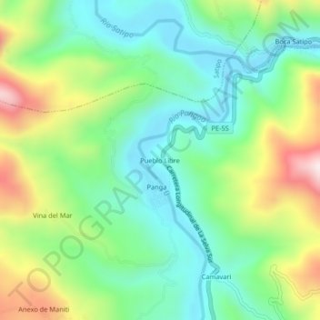 Mapa topográfico Pueblo Libre, altitude, relevo