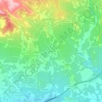 Mapa topográfico Cornudella, altitude, relevo