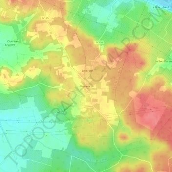 Mapa topográfico Champigny, altitude, relevo