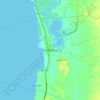 Mapa topográfico Pontevedra, altitude, relevo