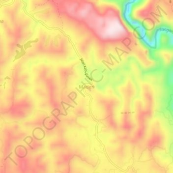 Mapa topográfico Maderi, altitude, relevo
