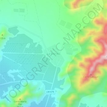 Mapa topográfico La Florida, altitude, relevo