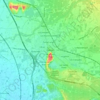 Mapa topográfico Orange, altitude, relevo