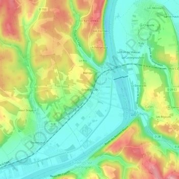 Mapa topográfico Grave-Haute, altitude, relevo