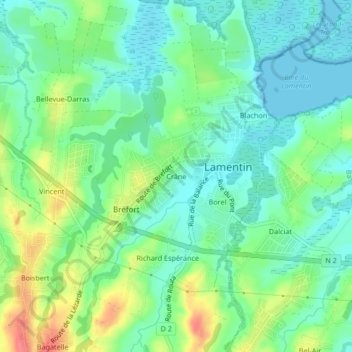 Mapa topográfico Crâne, altitude, relevo