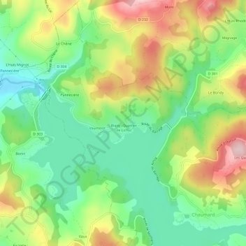 Mapa topográfico Blaisy, altitude, relevo