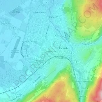 Mapa topográfico Les Épinettes, altitude, relevo