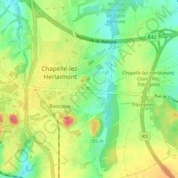 Mapa topográfico Le Douaire, altitude, relevo