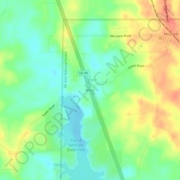 Mapa topográfico Wallis, altitude, relevo