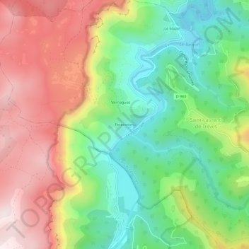 Mapa topográfico Fereirettes, altitude, relevo