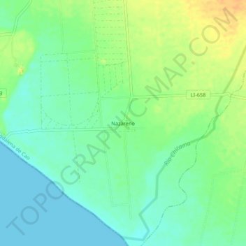 Mapa topográfico Nazareno, altitude, relevo
