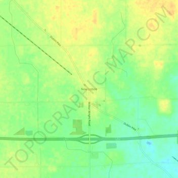 Mapa topográfico New Lisbon, altitude, relevo