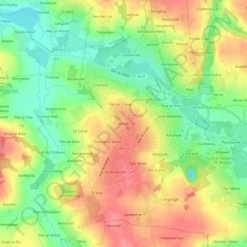 Mapa topográfico Bel Air, altitude, relevo