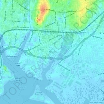 Mapa topográfico Mill Hill, altitude, relevo