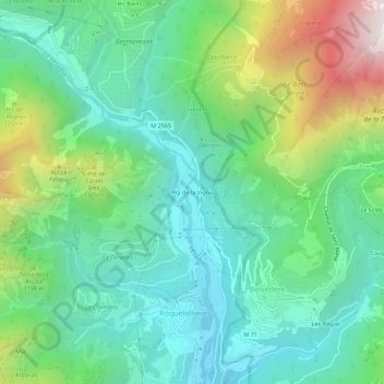 Mapa topográfico Pra de la Vigna, altitude, relevo