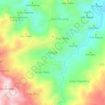 Mapa topográfico Ranggi, altitude, relevo