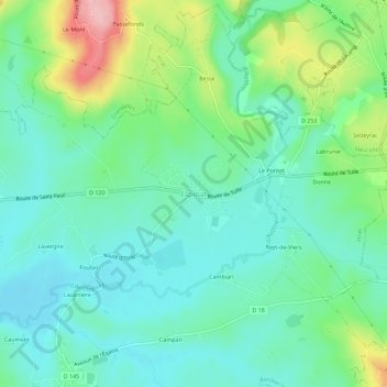 Mapa topográfico Espinat, altitude, relevo