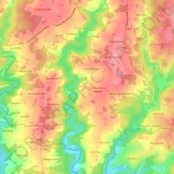 Mapa topográfico Les Pouyouleix, altitude, relevo