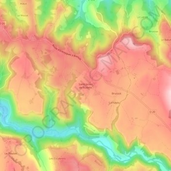 Mapa topográfico Saint-Julien de Rodelle, altitude, relevo