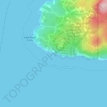 Mapa topográfico Ocean Rocks Viewpoint, altitude, relevo