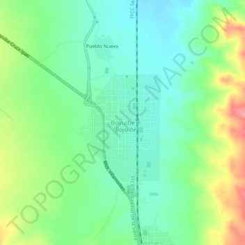 Mapa topográfico Boyuibe, altitude, relevo