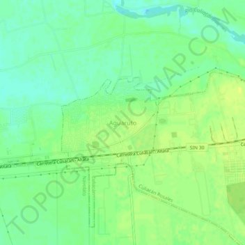 Mapa topográfico Aguaruto, altitude, relevo