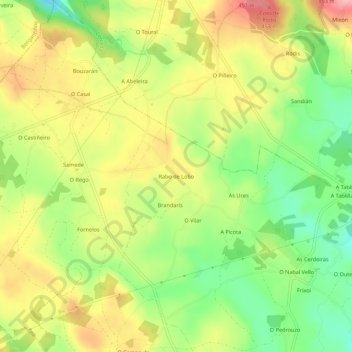 Mapa topográfico Rabo de Lobo, altitude, relevo