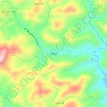 Mapa topográfico Canela, altitude, relevo