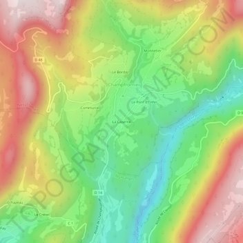 Mapa topográfico La Caserne, altitude, relevo