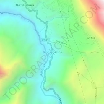 Mapa topográfico Yungaypampa, altitude, relevo