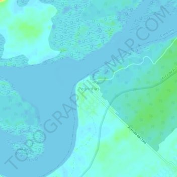Mapa topográfico Pedrinhas, altitude, relevo