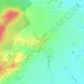 Mapa topográfico Oiron, altitude, relevo