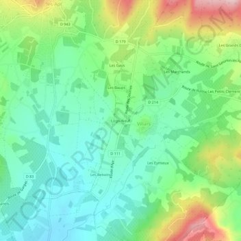 Mapa topográfico Logis-Neuf, altitude, relevo