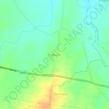 Mapa topográfico Peddapur, altitude, relevo