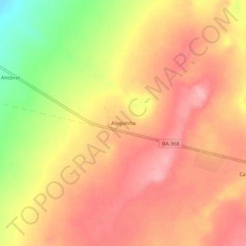 Mapa topográfico Alagoinha, altitude, relevo