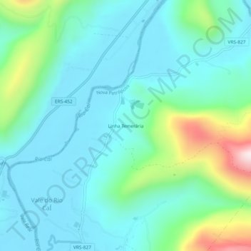 Mapa topográfico Linha Temerária, altitude, relevo