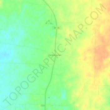 Mapa topográfico Central Barren, altitude, relevo