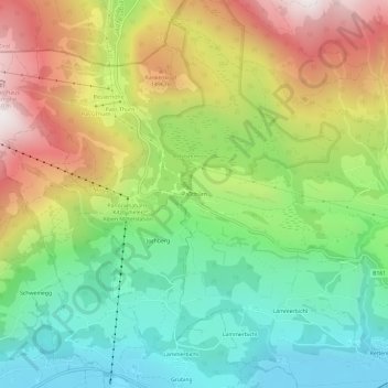 Mapa topográfico Paßthurn, altitude, relevo